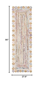 SAFAVIEH Cape Cod Collection Runner Rug - 2'3" x 8', Beige & Multi, Handmade Boho Braided Jute & Cotton, Ideal for High Traffic Areas in Living Room, Bedroom (CAP201B) - color: Beige/Multi, size: 2'3" x 8' (Runner)