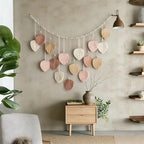 M MANUAL Macrame Leaves Wall Hanging 47.3x29.5Inch Large Chic Feather Boho Macrame Wall Decor Leaf Hanging Photo Display Handmade Woven Wall Art 16pcs Leaf Tapestry - Pink - size: Pink - 47.3*29.5in