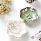 JAMEND CLXP Lotus Leaf Shape Ring Holder Dish, Small Key Bowl, Ceramic Trinket Tray Jewelry Dish Organizing Necklace Earrings for Mom Friend Sister. All Jewelries Are NOT Included. Crystal Green. - color: Crystal Green-Lotus