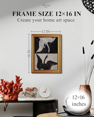 HUARCEY Gold Framed Vintage Wall Art for Living Room, Animals Painting Prints Shelf Decor for Kitchen, Aesthetic Bedroom Wall Art, Best Gifts for Friends or Family - Black and White 16L x 12W - color: Black and White, size: 16"L x 12"W