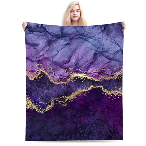Purple Golden Throw Blanket for Couch Chair Sofa Bed, Flannel Soft Abstract Marble Print Modern Stripe Luxury Seasonal Blanket for Bedroom Living Room Car, Warm Cozy Blankets for All Season 30"x 40" - color: Marble01, size: 30X40 inch