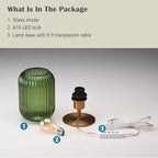 Mid Century Glass Table Lamp,Dimmable Desk Lamp,LED Bulb Included,Timer Build-In,Green Ribbed Glass - color: Green Ribbed, size: Timer
