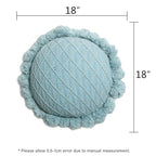 Acrylic Knitted Round Throw Pillow Knitting Bohemian Circular Cushion Pillow with Knit Handmade Pompoms Decorative Turquoise Green, Diameter 18inches - color: Turquoise Green