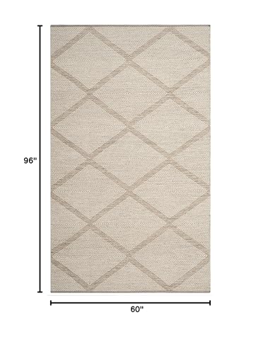 SAFAVIEH Montauk Collection Area Rug - 5' x 8', Beige, Handmade Cotton, Ideal for High Traffic Areas in Living Room, Bedroom (MTK821E) - color: Beige, size: 5' x 8' (Rectangular)