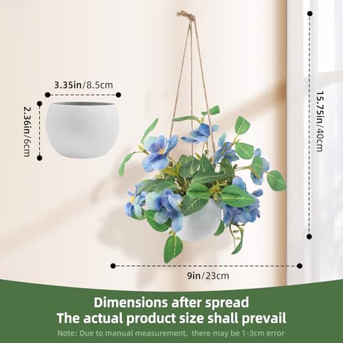 Artificial Hanging Flowers Fake Plants Basket Faux Daisy Bonsai Decor for Indoor Windowsill Porch Balcony Table Centerpieces - Blue - color: Blue