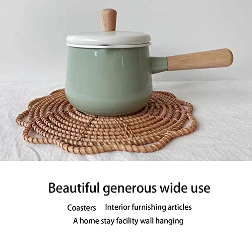 Wall Basket Decor, Boho Handmade Hanging Wall Baskets, Woven Seagrass Rattan Wall Decor, Flat Round Handcrafted Wall Decor for Coastal Art Bedroom Living Room Farmhouse home(Rattan flower 33cm) - color: Rattan flower 33cm