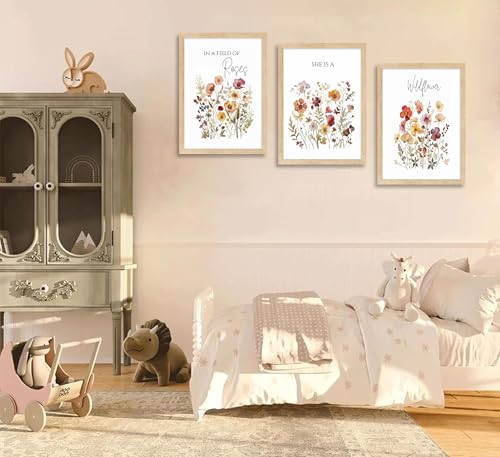 3psc Framed Floral Wall Art Watercolor Paintings On Canvas Depicting Flowers Plants And Poems Wildflower Poster Print Art Suitable For Farmhouses Bedrooms and Home DéCor 12x16 Inches - color: MEIGUIYEHUA, size: 16"L x 12"W