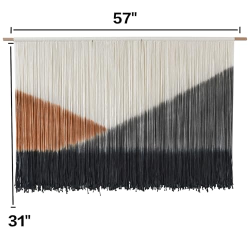 Macrame Wall Hanging Black Large Boho Wall Art Dip Dye for Living Room Bedroom Backdrop Home Decor Bohemian Fiber Yarn Art 57"Wx 35"L - color: Brown, gray, black