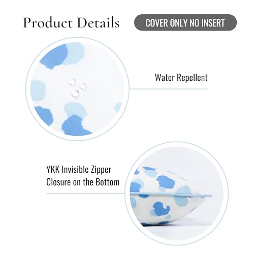 Hofdeco Premium Coastal Patio Indoor Outdoor Throw Pillow Cover Only, 20"x20" Water Repellent for Backyard, Couch, Baby Blue Leopard with Piping - color: Baby Blue Leopard 20”x20”, size: 20" x 20" (Pack of 1)