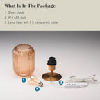 Mid Century Glass Table Lamp,Dimmable Desk Lamp,LED Bulb Included,Touch Control & USB A+C Port,Cognac Amber Ribbed Glass - color: Amber Ribbed, size: USB + Touch