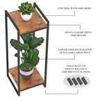 34" Tall Plant Stand Indoor, 2-Tier Modern Plant Shelf Corner Flower Pot Holder Organizer for Living Room Balcony Garden, Rustic Brown