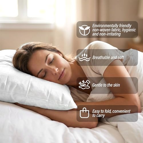 Sukh Disposable Pillow Case Covers Standard Size - White Pillow Cases Bulk Set 15 Pack, Pillow Covers Standard Size 31 x 20 Inch, Travel Pillow Case Cover for Hotels, Guest Rooms, Bedding Supplies