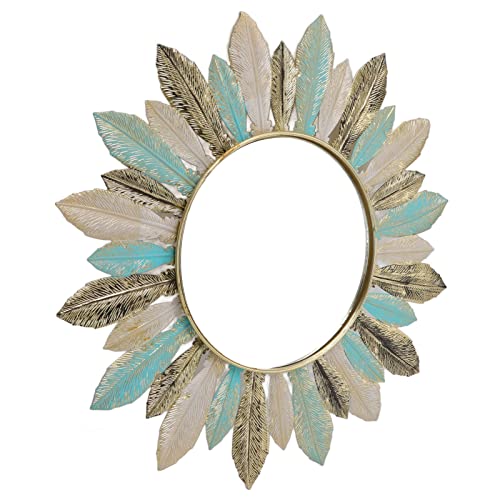 CHICIRIS Modern Minimalist Sunburst Metal Wall Mirror 16.1 Inch Round Decorative Cosmetic Mirror for Bedroom Bathroom Living Room Office