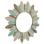 CHICIRIS Modern Minimalist Sunburst Metal Wall Mirror 16.1 Inch Round Decorative Cosmetic Mirror for Bedroom Bathroom Living Room Office