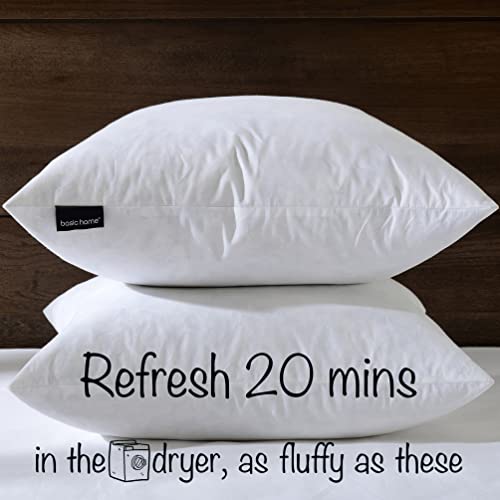 basic home® Hotel-Style Goose Feather Pillow Insert for Sofa & Bed - 100% Odorless & Plump Cushion Filler - 233TC Cotton with Inner Liner to Prevent Poking (16x16 Inch) - size: 16x16