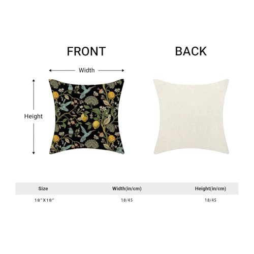 Chinoiserie Pillow Covers 18x18 Set of 2 Black Birds Lemon Throw Pillow Covers Outdoor Decoration Spring Summer Pillowcase Farmhouse Decorative Cushion Case for Home Couch Sofa - color: Black Blue Lemon Birds, size: 18" x 18" (Pack of 2)
