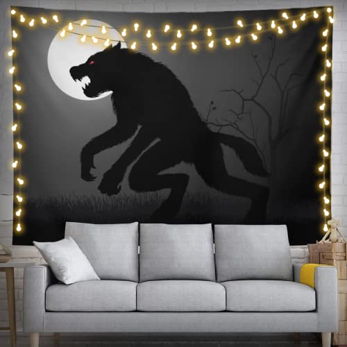 feelacle Werewolf Tapestry 80" X 60" Wolf Wall Hanging Party Decorations Home Decor For Bedroom Living Room Dorm (200 X 150cm) - color: Werewolf, size: 80"L x 60"W