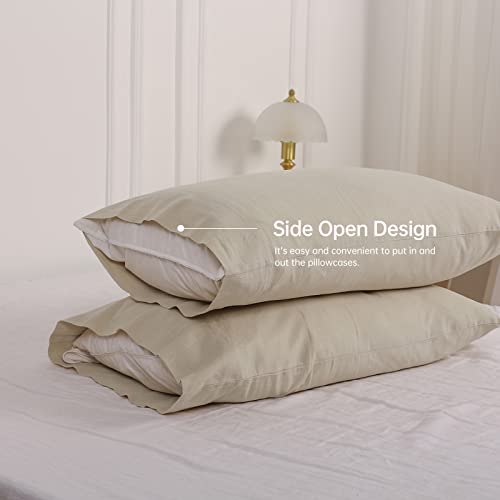 Simple&Opulence Linen Cotton Blend Pillowcases, King Size 20"x40", Flax Color, 2 Pack - color: Linen, size: 20"x40"