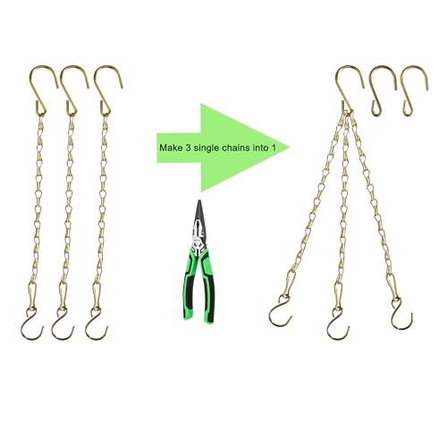 Chain for Hanging Plants,11 Inch Gold Hanging Chain, Small Basket Chain Kits with Hooks for Bird Feeder Planter Porch Wind Chime (Gold, 11 Inch-6PCS) - color: Gold, size: 11 Inch-6PCS