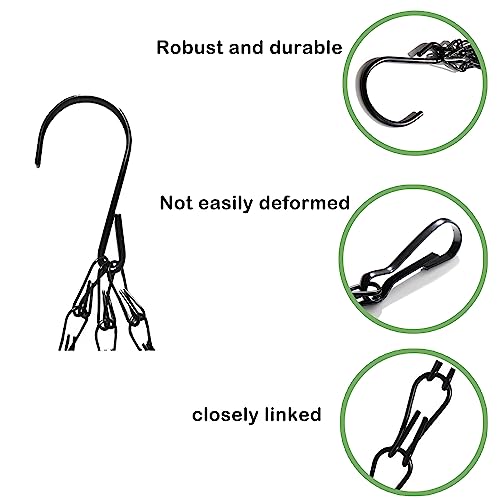 3 Pack16 inches Black Hanging Basket Chain,Flower Pot Basket Chains 3 Point Replacement Chain Hangers for Lanterns, Bird Feeders, Planters and Other Ornaments