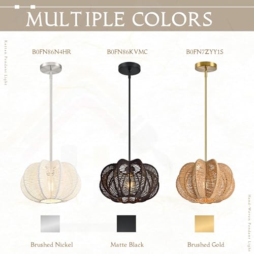 White Rattan Pendant Light 12.6 in Hemp Rope Rattan Light Fixture Woven Pendant Wicker Chandelier Boho Chandelier for Kitchen - color: 12.5" White