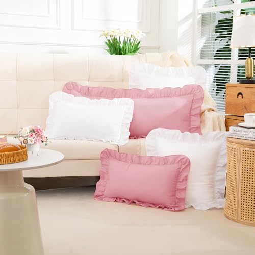 White Ruffle Body Pillow Cover 20x54 Inch, Ruffled Long Pillowcase for Couch Sofa Bed, Decorative Farmhouse Body Pillow Shams, Pack of 1 - color: White, size: 54" x 20" (Pack of 1)