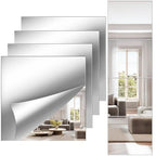 Full Length Wall Mirror Tiles, 12'' x 14'' x 4PCS, Acrylic Unbreakable Full Body Mirror for Bedroom Squares Shatterproof Mirror Sheets Wall Mounted for Home Gym Door - size: 12x14Inchx4Pack