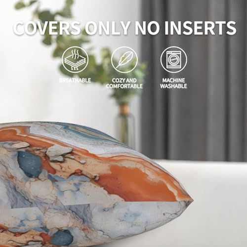 Blue and Gold Marble Pillow Covers 18x18 Set of 2 Modern Throw Pillow Cover Farmhouse Outdoor Pillow Cases Square Holiday Decor for Home Couch - color: Marble, size: 18" x 18" (Pack of 1)