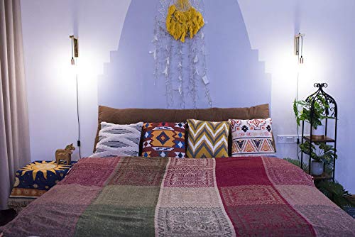 AIVIA Boho Sofa Couch Throw Blanket Slipcover, Bed Recliner Chair Throws Sofa Cover Colorful Chenille Woven Bohemian Decor - Large Oversized 87" x 103" Green Wine Red - color: Red Green Beige, size: 87" x 103"
