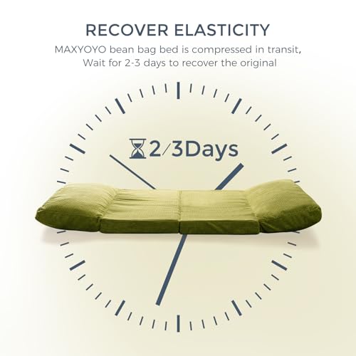 MAXYOYO Folding Sofa Bed, Extra Thick and Long Floor Sofa Convertible Chair with Washable Cover, Floor Couch Lounge Bean Bag Bed for Living Room, Green, 30x91 Inch - color: Green, size: Classic Single