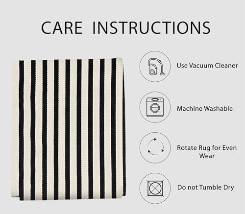 IOHOUZE Black Beige Striped Rug -2.3'x3.6' Front Door Rugs Outdoor, Small Washable Area Rug for Front Porch, Spring Summer Welcome Mats Outdoor Indoor, Doormat for Entryway Porch Entrance - color: Light Beige/Black Stripe, size: 2'4" x 3'8" (Rectangular)