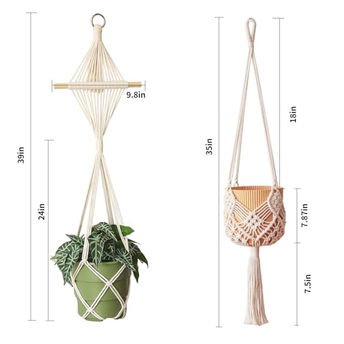 4 Pack Macrame Plant Hangers Indoor Up to 10 inch Pot, Boho Hanging Planters, Plant Holder with 8Pcs Stainless Steel Hooks (4Pcs Gray Hanger) - color: 4pcs Gray Hanger