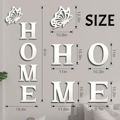 Home Wall Decor,Living Room Wall Decor Home Sign Letters Mirror Wall Stickers,Modern Decals (Bright) - color: Bright