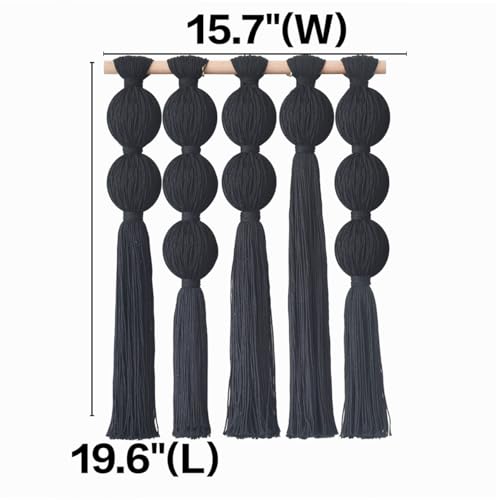 Jakalin Macrame Wall Hanging Black Boho Wall Art Tassel Wall Decor Modern Fiber Wall Art for Living Room Bedroom Office - color: Black