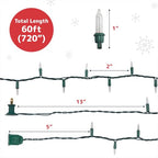 PREXTEX 300 Count Clear Christmas Tree Lights with Green Wire - 60 ft Warm White Christmas Lights for Indoor or Outdoor Use - Holiday Incandescent String Lights for Xmas Trees, Patios, and Fences - size: 300ct