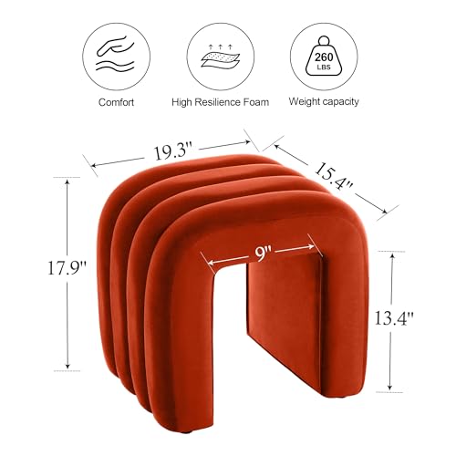 ONEVOG Velvet Pouf Ottoman, Small Ottoman Foot Rest for Couch, 18 Inch Cute Vanity Chairs for Makeup, Living Room Decorative, Sturdy Frame, Upholstered Modern Footrest for Bedroom, Dorm, Rust, 2Pcs - color: Rust