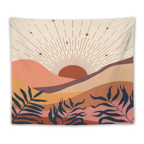 Boho Leaf Tapestry,Mid Century Abstract Sunset Sunrise Tropical Leaf Plants Modern Minimalist Geometric Wall Hanging Neutral Home Decor Art for Living Room Bedroom Dorm 40"x30" - color: Boho Leaf-16, size: W40xL30in