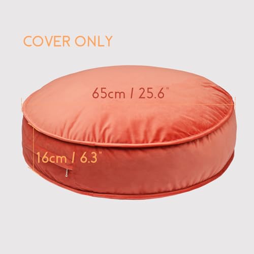 Round Floor Pillow Cover Velvet Throw Seating Pouf Yoga Meditation Cushion Plush Case Reading Room Decor Cover Only (25.6IN, Brick Red) - color: Brick Red, size: 25.6" x 25.6" (Pack of 1)