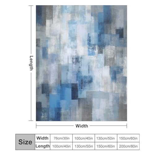 Fashion Gradient Blanket, Modern Art Abstract Blue Grey Check Painting Strokes Pattern Soft Warm Cozy Plush Flannel Covers for Livingroom Bedroom Couch Chair Camping Travel Home Decor Tapestry 30x40in - color: Abstract-11, size: 30W" x 40L"