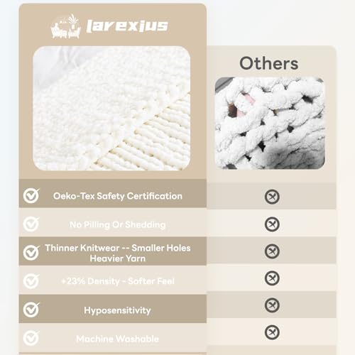Chunky Knit Blanket - Luxury Soft Cozy 60 * 80 Throw Blanket,100% Woven Blanket Rope Knot Throw Blanket for Couch, Sofa, Home Decor, Gift - Machine Washable (Ivory White, 60 * 80) - color: Ivory White, size: 60*80