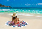 Benefeet Sox Large Mandala Beach Towel Round Microfiber Circle Beach Towels Bohemian Roundie Beach Blanket Quick Dry Beach Throw Blanket Sand Free Pool Towels, 59 Inches Blue Pink - color: Mandala, Blue Pink