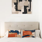 Navy Blue Terracotta Gold and Orange Throw Pillow Covers 12x20 Set of 2,Modern Boho Abstract Art Pillow Covers for Bedroom Living Room, Modern Home Decor, Boho Room Decor - size: 20" x 12" (Pack of 1)