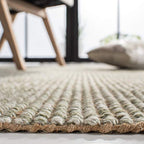 SAFAVIEH Natural Fiber Collection Accent Rug - 3' x 5', Green & Natural, Handmade Woven Fringe Jute, Ideal for High Traffic Areas in Entryway, Living Room, Bedroom (NF826Y) - color: Green/Natural, size: 3' x 5' (Rectangular)