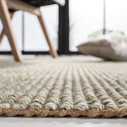 SAFAVIEH Natural Fiber Collection Accent Rug - 3' x 5', Green & Natural, Handmade Woven Fringe Jute, Ideal for High Traffic Areas in Entryway, Living Room, Bedroom (NF826Y) - color: Green/Natural, size: 3' x 5' (Rectangular)