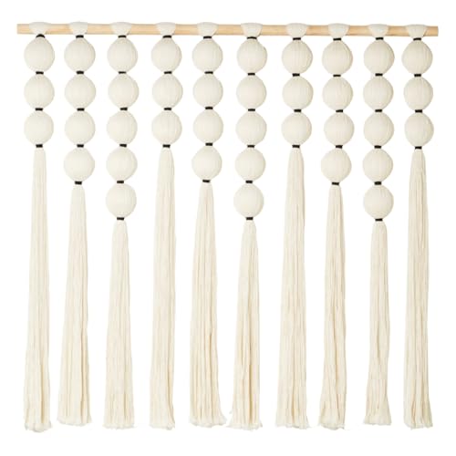 RUIZHIXUAN Large Macrame Wall Hanging Macrame Ball Wall Hangings Tapestry Cotton Textile Boho Wall Decor Art Bohemian headboard Handwoven 39" Wx38” L(Cream) - color: Cream