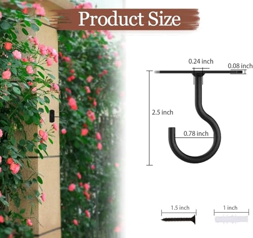 Ceiling Hooks for Hanging Plants 6Pack 2.5in Black - color: Black, size: 2.5In 6Pack