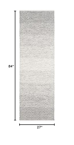 SAFAVIEH Montauk Collection Runner Rug - 2'3" x 7', Light Grey & Ivory, Handmade Cotton, Ideal for High Traffic Areas in Living Room, Bedroom (MTK601K)