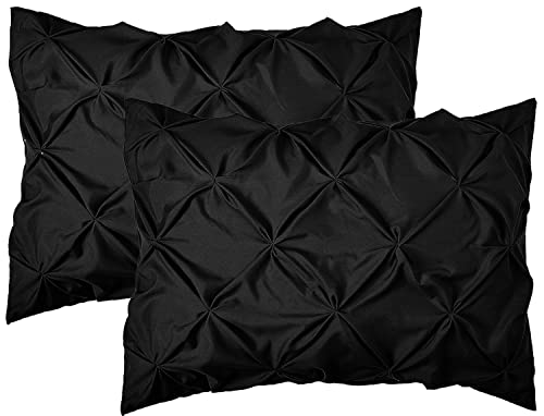 Elegant Comfort 2-Pack Sham Set Pinch Pleat Design, 1500 Premium Hotel Quality Microfiber, Stylish Design-Easy Care, Wrinkle and Stain Resistant, 2-Piece Sham Set, Pleated Standard/Queen, Black - color: Black, size: 26" x 20" (Pack of 2)