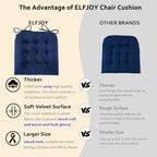ELFJOY 4 Pack Chair Cushions for Dining Chairs Chair Pads Cushion for Kitchen Office Tufted Square Seat Cushion with Ties (U Shape Navy) - color: V U Shape Navy
