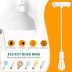 Upgraded White Pendant Light kit, UL E26/E27 Lamp Socket with Aluminium Enclosure Pendant Light Cord, Industrial Hanging Light Cord Kit with Adjustable Length, Mini Edison Retro Lamp Socket
